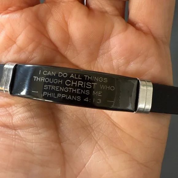 Bible Verse Bracelet Black Stainless Steel Silicone Christian Bracelets - Picture 2 of 3